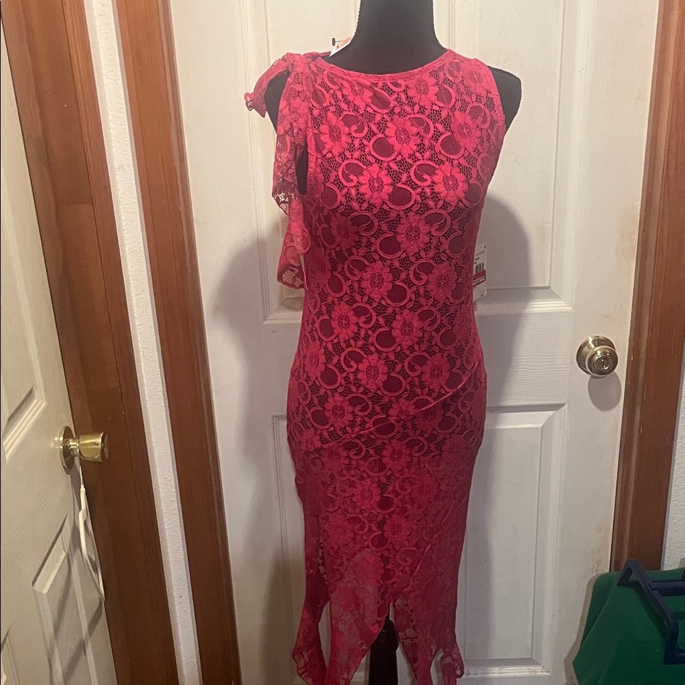 Nasty Gal Pink Asymmetrical frill  Bodycon Dress